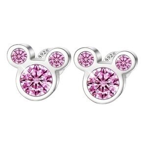 Women’s 925 Sterling Silver Disney Inspired Pink Mickey Stud Earrings - NWT